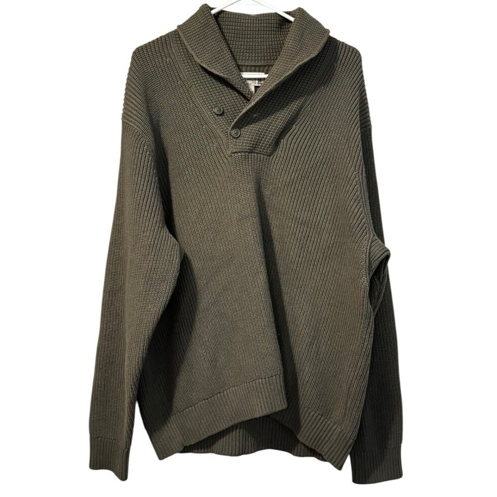 DULUTH TRADING CO‎ Brigadier Shawl Collar Sweater Green Elbow Patches Sz 2XL NEW